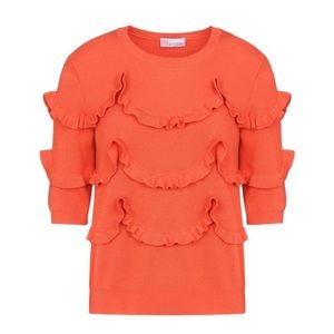 Red Valentino RUFFLE WOOL KNIT SWEATER